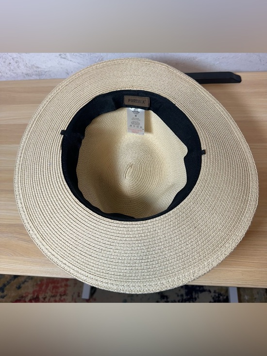 Furtalk Classic Straw Fedora sun Hat with Black Band - Picture 4 of 7